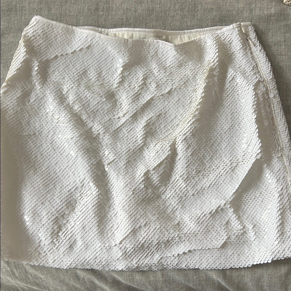 White Sequin Mini Skort